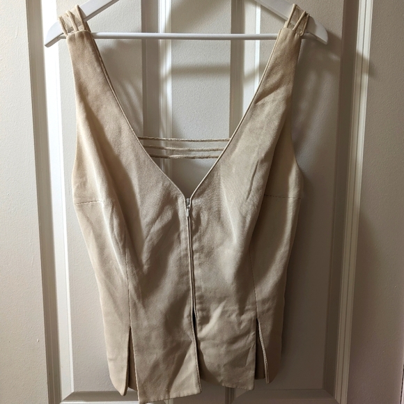 Giorgio Armani taupe strap detail peplum corset top with zip front - Picture 1 of 6